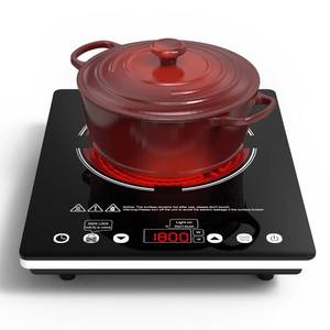 lot 545 image: Nafewin Single Burner Electric Cooktop 1800W - 110V Electric Stove Top Burner Portable Stove with Touch Control 9 Power Level - Induction Cooktop with Child Safety Lock Timer for Home Camping - Retail $54