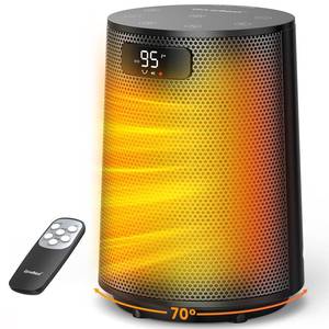 lot 552 image: GiveBest Space Heater, Electric Portable Heaters for Indoor Use with Thermostat and Remote, 70°Oscillation, Digital Display, 12H Timer, 1500W PTC Ceramic Fast Safety Heat for Office Bedroom Home Desk - Retail $34