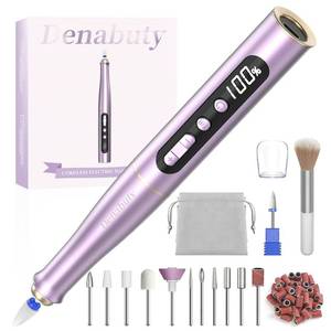 Denabuty Cordless Electric Nail Drill Machine, 13 in 1 Nail File Kit 35000RPM Professional Portable Rechargeable E File for Acrylic Polish Gel Removal Manicure Pedicure Set with 5 Speeds Violet