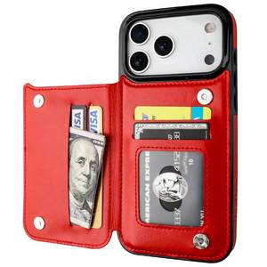 lot 562 image: ONETOP Compatible with iPhone 17 Pro Max Wallet Case with Card Holder, PU Leather Kickstand Card Slots Case, Double Magnetic Clasp and Durable Shockproof Cover 6.9 Inch (Red) - Retail $20
