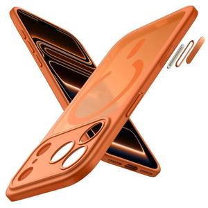 lot 563 image: JETech Magnetic Case for iPhone 17 Pro 6.3-Inch Compatible with MagSafe, Shockproof Slim Phone Cover with Built-in Camera Control Button, Matte Translucent Back (Orange) - Retail $10
