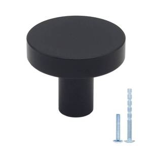 lot 564 image: HANIHUA 12 Pack Matte Black Kitchen Cabinet Knobs, Solid Dresser Knobs Drawer Knobs for Cabinets, Single Hole Black Knobs for Cabinets and Drawers Hardware Round - Retail $20