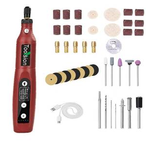 lot 565 image: TooYsion Mini Cordless Rotary Tool,45 PCS Accessories and USB C Charging and 3.7V 2.0Ah rechargeable battery pack rotary tool kit,5-speed for sanding,engraving,polishing,cutting, Diy Crafts(Red) - Retail $20