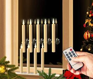 lot 567 image: ShareMoon Window Candles Flickering Battery Operated with Remote and Timer, 9 Pack Electric Flameless Taper Candles with Magnetic Base for Christmas Halloween Dinner Wedding Party Decoration - Retail $30