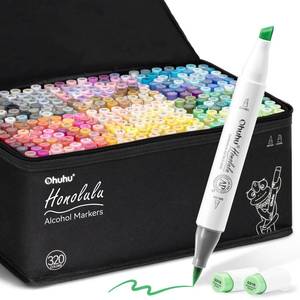 Ohuhu Alcohol Markers Brush Tip - 320-color Double Tipped Art Sketch Marker Set for Artists Adults Coloring Illustration -Brush & Chisel Dual Tips - Honolulu Series of Ohuhu Markers - Refillable Ink - Retail: $240