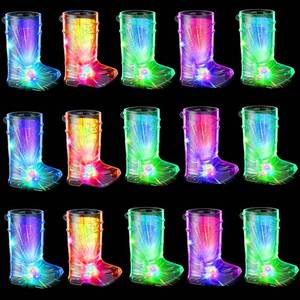 lot 577 image: Light Up Shot Glasses Set of 16 Shots Cups 1.5 oz Cowboy Boot Shot Glasses Glow in the Dark Shot Glasse Led Shot Glasse Party Favors Adults for Theme Party Supplies Bachelorette Birthday Wedding - Retail $13