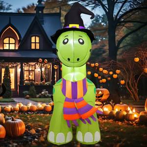 lot 581 image: COMIN 6 FT Tall Halloween Inflatables Dinosaur Outdoor Decorations Blow Up Yard Decoration with Built-in LED for Yard Garden Party Lawn - Retail $40