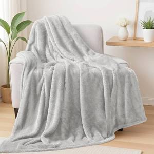 lot 583 image: Exclusivo Mezcla Plush Fuzzy Fleece Throw Blanket Extra Large, Super Soft, Fluffy and Warm Blankets for Couch, Bed, All Season (Light Grey, 50x70 inches) - Retail $13