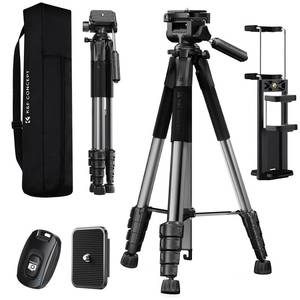 lot 584 image: K&F CONCEPT Camera Tripod, 75 Lightweight Portable Travel Outdoor DSLR Tripods for Camera Phone Video Recording Tripod Stand, Cellphone Clip for Smartphone Live Streaming Vlog, Dark Grey - Retail $31