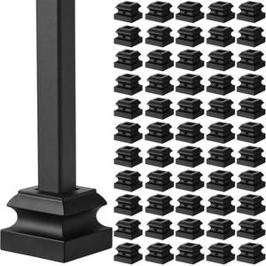 lot 585 image: Dunzy 60 Pcs Iron Baluster Shoes Stair Flat Shoe with Screw for 12 Inch Square Scroll Basket Twist Knuckle Staircase Balusters Metal Spindle Railing, Satin Black - Retail $49