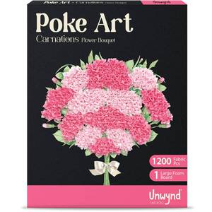 lot 593 image: Unwynd Poke Art Carnations Flower Bouquet, Mess-Free Arts and Crafts for Adults, Teen Craft Kits, Thoughtful Gifts for Women and Men - Retail $20