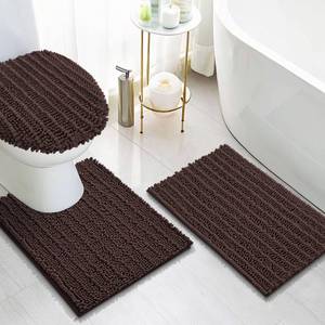 lot 597 image: Arotive Luxury Chenille Bathroom Rugs 3 Piece with Toilet Lid Cover, Shaggy Soft and Absorbent Bath Rug, Non-Slip, Machine Washable Bath Mats for Bathroom��24x1624x2017.5x15, Brown - Retail $36