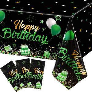 lot 600 image: Breling Birthday Party Supplies Confetti Sprinkles Happy Birthday Tablecloths Starry Table Covers for Party Decorations, 54 x 108 Inches(Green and Black,3 Pack) - Retail $12