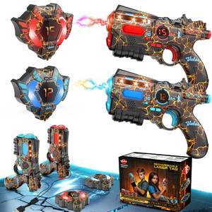 lot 604 image: VATOS Rechargeable Laser Tag Set of 2 Player - 2.4GHz Data Fully SYNC 2 Gun & 2 Vest Sensors - Cool Birthday Toys & Ideas Laser Tag Gun for Kids Teen Adults for Outdoor Family Activities - Retail $60