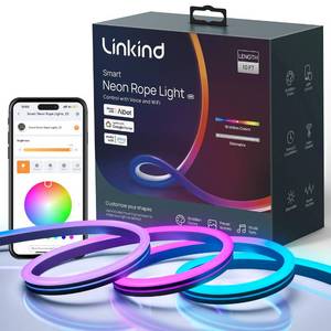 lot 605 image: Linkind EN6 Neon Rope Light, 10FT LED Light Strip with Music Sync, Color Changing, Compatible with Alexa, Google Assistant - Retail $40