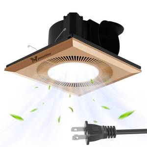 lot 613 image: ApexscnView Bathroom Exhaust Fan with Light, 26W 6400K Fan and LED Light Combo for Home, 130 CFM,1.0 Sones Quiet Square Bathroom Vent Fan Light Combo,4 In Duct 110V (Golden, With Plug) - Retail $40