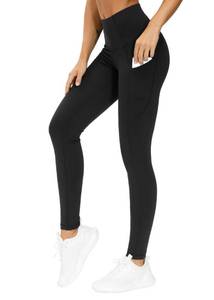 lot 616 image: THE GYM PEOPLE Thick High Waist Yoga Pants with Pockets, Tummy Control Workout Running Yoga Leggings for Women (X-Large, Black) - Retail $20