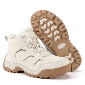 lot 619 image: Pre Owned MAIZUN Winter Boots for Women Snow Warm Non-Slip Hiking Ankle Booties for Women Faux Fur Outdoor Beige 6