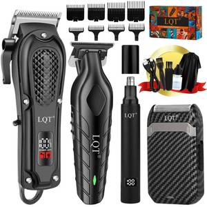 lot 626 image: LQT Hair Clippers for Men, Professional Clippers and Trimmers Set, Cordless Clippers for Hair Cutting,Nose and Ear Trimmer,Barber Clippers, Rechargeable Electric Shaver, Gifts for Men - Retail $38