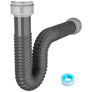 lot 630 image: NiHome Flexible P-Trap Pipe Kit with Teflon Tape & Sealing Rings, Tool-Free Installation 1-12 & 1-14 Drain Connector Kitchen Sinks Compatible, Easy Clean Durable High-Resistance PVC (Single Sink) - Retail $4,826