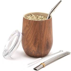 lot 632 image: BALIBETOV Premium Stainless Steel Yerba Mate Gourd Set, 5 Pcs Including 12 oz Gourd with Lid, 2 Bombillas, Cleaning Brush  BPA Free, Insulated - Retail $15