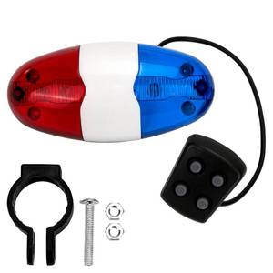 lot 635 image: Bike Lights Siren Horn Safety Bicycle Accessories Waterproof Softer 4 Sound Batteries not Included 6 LED Electronic Walker Horn Trumpet Cycling Bell Warning Officer - Retail $9