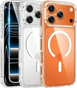 lot 639 image: FNTCASE for iPhone 17 Pro Case, Compatible with Magsafe, Clear Transparent Magnetic Shockproof Protective Rugged Phone Cover with Screen Protector - 6.3 inch (A-Clear) - Retail $7