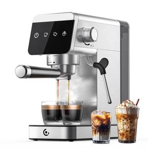 lot 641 image: AMZCHEF Espresso Coffee Machine  20 Bar Pressure System  LED Touch Screen  Compact Design Perfect for Home & Office  41oz Water Tank - Retail $90