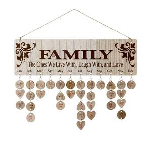 lot 642 image: Joy-Leo Gifts for Mom Grandma Mother��s Day - Wooden Family Birthday Reminder Calendar Board with 100 Tags, Birthday Tracker Plaque Wall Hanging, Help Elderly Parents Remember Birthdays, Model JL01 - Retail $20