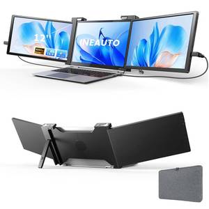 lot 651 image: 12 Laptop Screen Extender, 1080P FHD Portable Monitor Extender for 13-16 Laptop with USB-CHDMI Port, Plug and Play, for MacWindowsAndroid, Triple Screen Ideal for Remote Work & Multitasking - Retail $1,886