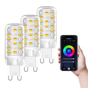 lot 655 image: WiFi G9 Smart Bulb, LED Light Bulb, 3.5W40W, Compatible with Alexa Google Home, Dimmable, RGBCW, Tunable White(2700k-6500k), 2.4GHZ WiFi Only, Smart LED Bulb Remote Control, No Flickering, 3P - Retail $38