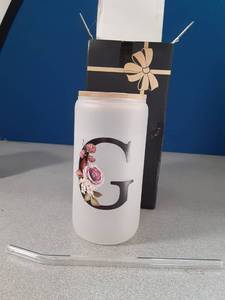 lot 658 image: Monogrammed Glass Drinking Cup With Lid Straw Women Flight Attendant Pet Sitter Secretary Hairdress Caregiver Musicians Dancer Cheerleaders Hairstylist Nanny Hair Stylist Nail Technician Gift,G - Retail $15