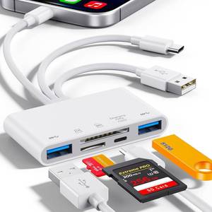 lot 666 image: 5-in-1 Memory Card Reader, USB OTG Adapter & SD Card Reader for i-Phonei-Pad, USB C and USB A Devices with Micro SD & SD Card Slots, Supports SDMicro SDSDHCSDXCMMC - Retail $26