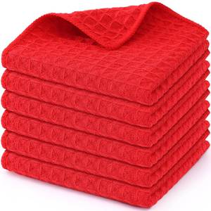 lot 668 image: Homaxy Microfiber Waffle Weave Kitchen Dish Cloths, 12 x 12 Inch Ultra Absorbent and Solid Color Dish Towels for Kitchen Fast Drying Dishcloth for Washing Dishes, 6 Pack, Red - Retail $12