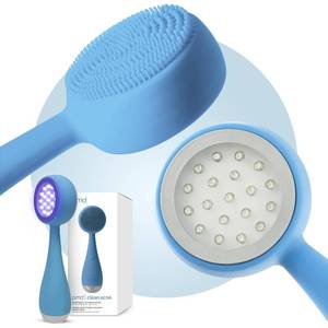 PMD Beauty Facial Cleansing Brush - Smart Silicone Brush with Blue Light Treatment - SonicGlow Vibration - Waterproof Device for Acne - Retail: $160