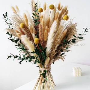lot 687 image: Boho Dried Flowers Bouquet �� Olive Green Wall Decor, Pampas Grass Bouquet, Rustic Flower Arrangement, Moody Office & Bedroom Decor, DIY Home Vase Filler, Farmhouse Floral, Boho Wedding Bouquet - Retail $14