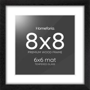 lot 690 image: Homeforia 8x8 Picture Frame Black Wood, High-End Oak 8 x 8 Square Frames with Mat 6 by 6 inch Photo, 8x8 Wooden Frame Matted to 6x6 Art, 8by8 Wall or Tabletop Frame, Tempered Glass, Wall Kit, Set of 1 - Retail $22