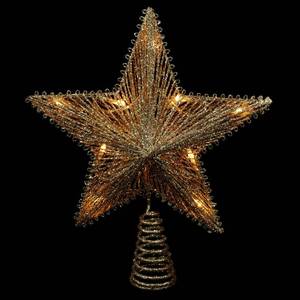 lot 691 image: Christmas Star Tree Topper, 11.6inch Golden Christmas Tree Topper Plug in 3D Glittered Metal Hollow Star for Xmas Decoration Home Xmas Holiday Party