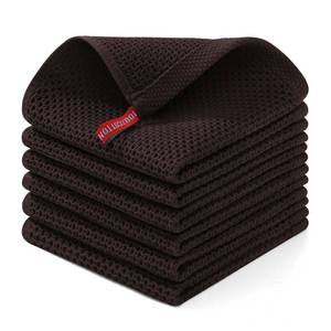 lot 696 image: Homaxy 100% Cotton Waffle Weave Kitchen Dish Cloths, Ultra Soft Absorbent Quick Drying Dish Towels, 12 x 12 Inches, 6-Pack, Dark Brown - Retail $14