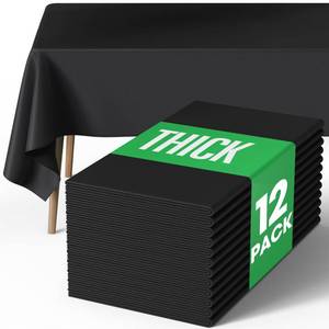 lot 704 image: Pureegg Rectangle Table Cloth 60 x 84 �� Durable Polyester Tablecloth Offers Reusable & Washable Protection, Ideal for Outdoor Party, Picnic, Wedding, Banquet and Birthday, 12 Pack, Black - Retail $52