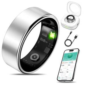 lot 710 image: Smart Health Ring for Women Men Fitness Tracker with Heart Rate, Blood Oxygen, Blood Pressure, Sleep Monitoring, Step Counting, IP68 Waterproof for iOS and Android, No Subscription Fee, Silver 7