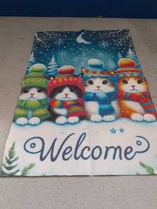 lot 711 image: BlissYard Winter Penguin Garden Flag 12x18 Double Sided Outdoor Yard Flag with Snowflake Scarf Design Winter Holiday Lawn Banner Farmhouse Christmas Decoration for Porch Patio Garden - Retail $7
