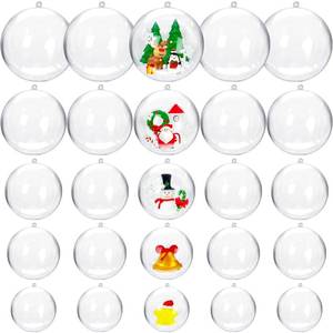 lot 715 image: 25 Set 50PCS Clear Plastic Fillable Ornaments,Transparent DIY Craft Ball,Clear DIY Christmas Ornament 5 Different Sizes for Wedding,Party,Home Decor - Retail $7
