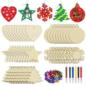 lot 716 image: BROTOU 50PCS DIY Wooden Christmas Ornaments, Unfinished Wood Ornaments Crafts for Holiday, Festival, Wedding Party, Christmas Crafts for Kids - Retail $9