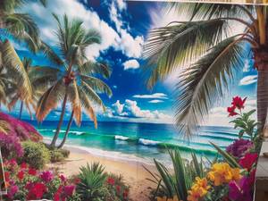 lot 738 image: BlissYard 95x72 Inch Puerto Rico Coqui Banner Tropical Flag Drum Backdrop with Hibiscus Fruit Palm and Island Waterfall for Boricua Party Latin Caribbean Heritage Indoor Outdoor Decoration - Retail $13