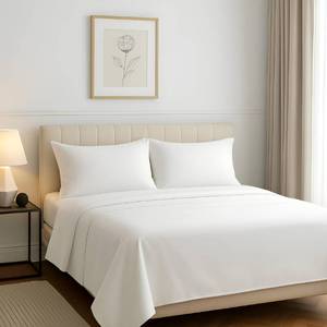 lot 742 image: Carressa Linen 100% Egyptian Cotton King Size Sheets Set - Luxury 1200 Thread Count Egyptian Cotton Sheets King Size, Silky Soft, Cooling, Sateen Weave 17 Deep Pocket Bed Set - White - Retail $109