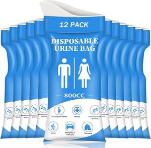 lot 746 image: DIBBATU Disposable Urine Bag,12 Pack 800ML for Travel, Emergency Portable Pee Bag and Vomit Bags, Unisex Urinal Bag as Toilet Bag Suitable for Camping, Traffic Jams Pregnant - Retail $12