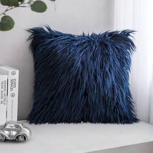 lot 753 image: Phantoscope Faux Fur Solid Decorative Pillow Cover Fluffy Throw Pillow Mongolian Luxury Fuzzy Pillow Case Cushion Cover for Bedroom and Couch,Navy Blue 18 x 18 Inches - Retail $13