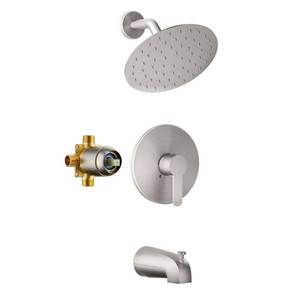 lot 765 image: HoliSpa Tub Shower Faucet, Brushed Nickel Shower Faucet Set with 8-Inch All-Metal Rainfall Showerhead and Bathtub Spout, Single-Handle Tub Shower-Trim Kit Included Valve, Brushed Nickel - Retail $80