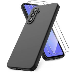 lot 777 image: Vansdon for Samsung Galaxy A36 5G Case, 2 Pack Tempered Glass Screen Protectors, Soft TPU Liquid Silicone Case, Shockproof Rubber Silicone Gel Shell-Black - Retail $10